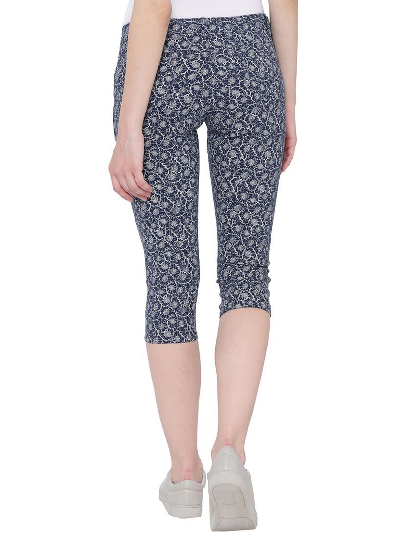 navy blue printed cotton capri - 15220969 - Zoom Image - 3