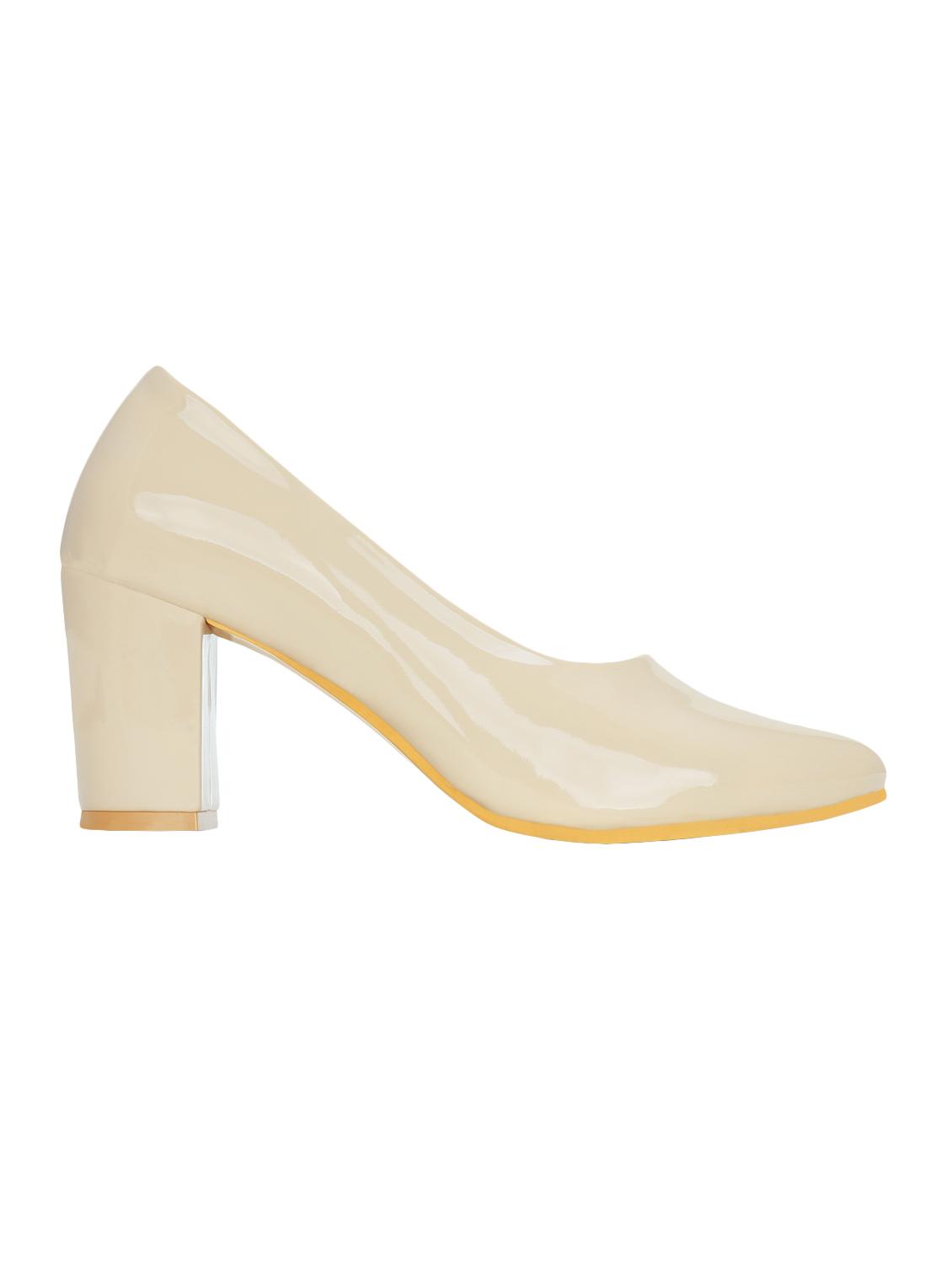 beige leatherette slip on pumps - 15221022 - Zoom Image - 2