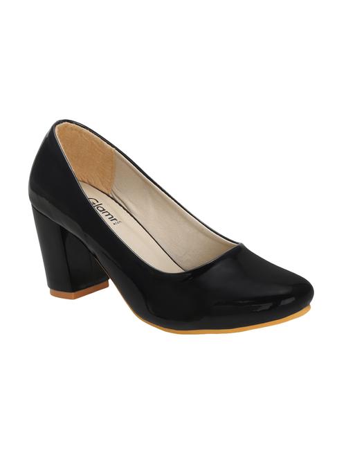 black leatherette slip on pumps - 15221023 - Standard Image - 1