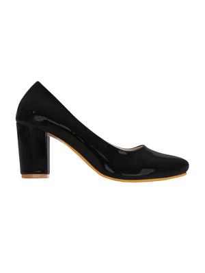 black leatherette slip on pumps - 15221023 - Standard Image - 2