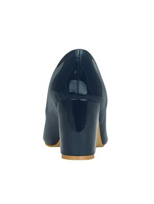navy leatherette slip on pumps - 15221024 - Standard Image - 3