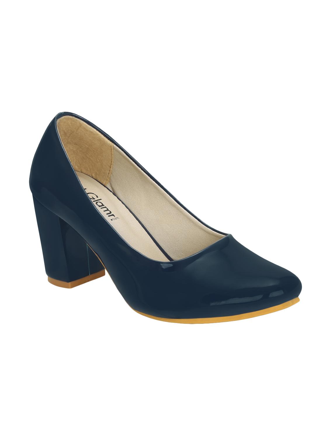navy leatherette slip on pumps - 15221024 - Zoom Image - 1