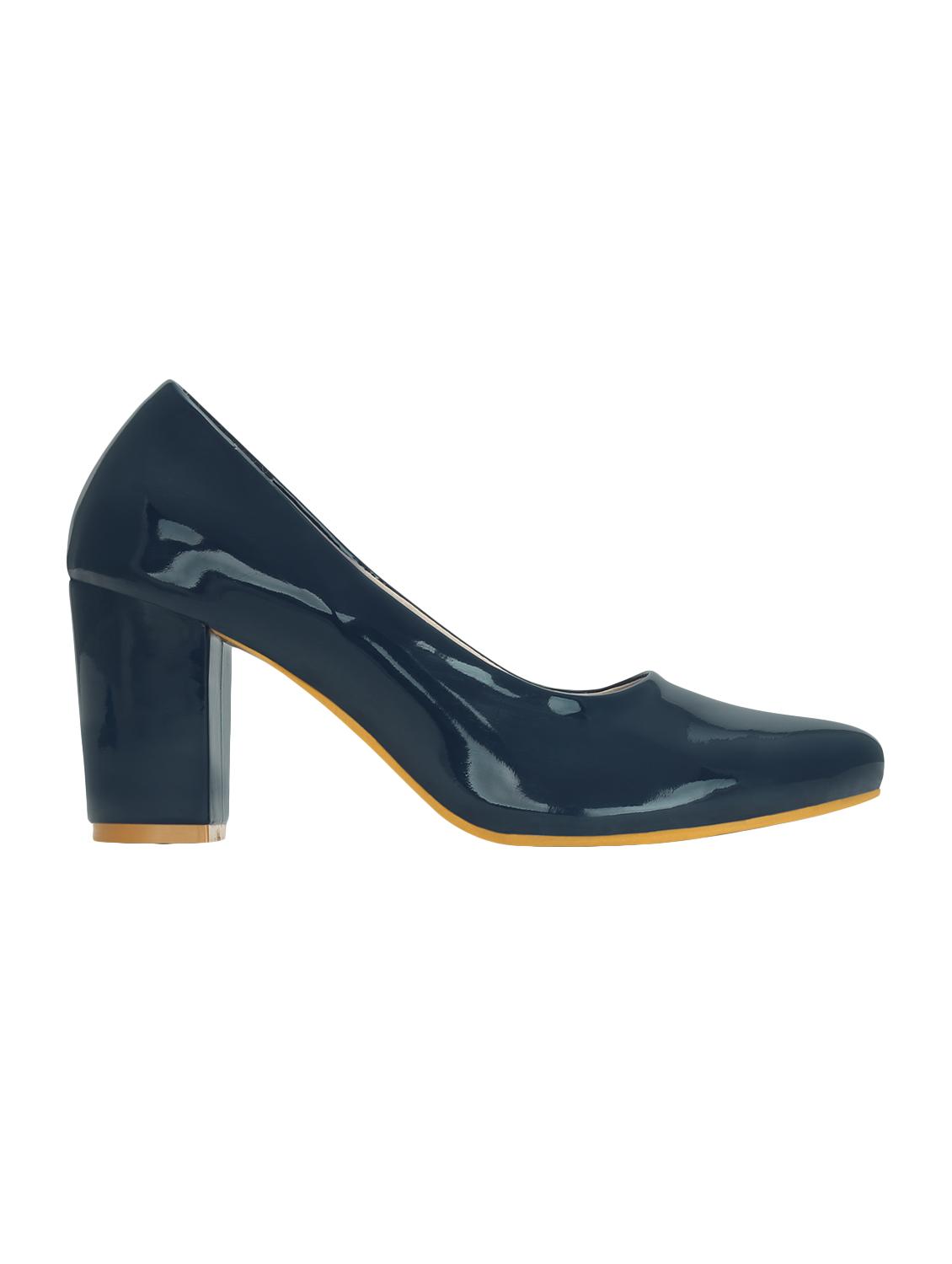 navy leatherette slip on pumps - 15221024 - Zoom Image - 2