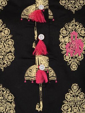 foil print straight kurta with tassels - 15221176 - Standard Image - 4