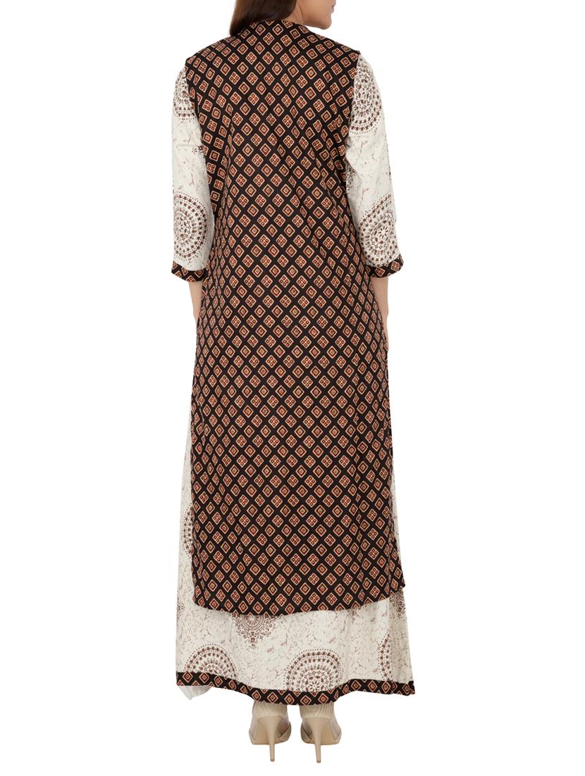 cream cotton layered kurta - 15221177 - Zoom Image - 3