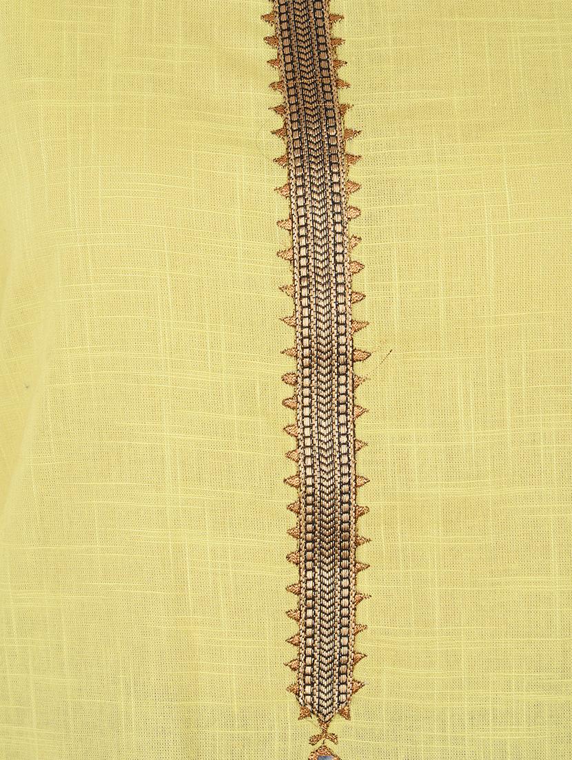 mehandi cotton straight solid kurta - 15221185 - Zoom Image - 4