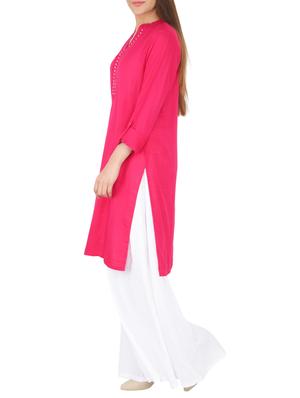 pink rayon straight solid kurta - 15221192 - Standard Image - 2