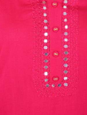 pink rayon straight solid kurta - 15221192 - Standard Image - 4