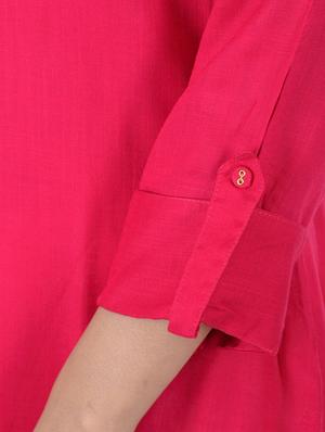 pink rayon straight solid kurta - 15221192 - Standard Image - 5
