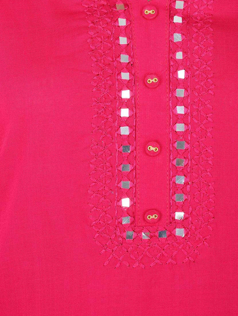 pink rayon straight solid kurta - 15221192 - Zoom Image - 4