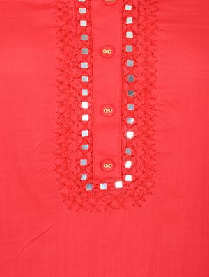 red rayon straight solid kurta - 15221193 - Standard Image - 4
