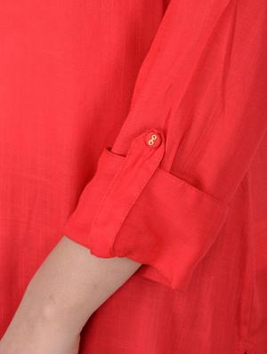 red rayon straight solid kurta - 15221193 - Standard Image - 5