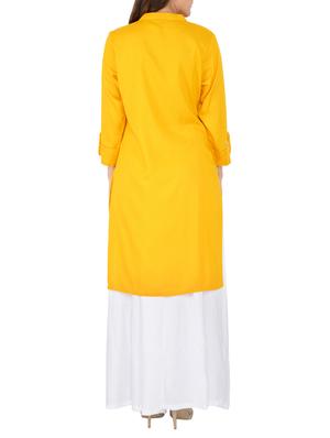 yellow rayon straight solid kurta - 15221195 - Standard Image - 3