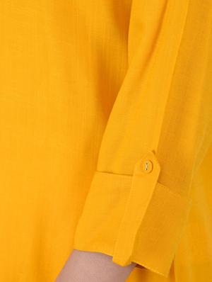 yellow rayon straight solid kurta - 15221195 - Standard Image - 5