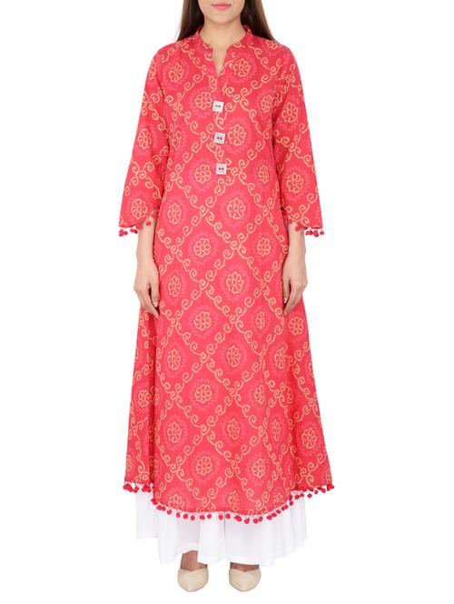 pink cotton aline kurta - 15221196 - Standard Image - 1