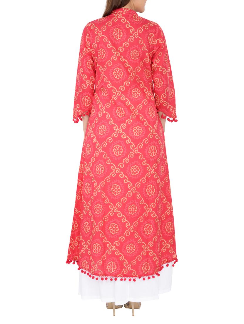 pink cotton aline kurta - 15221196 - Zoom Image - 3