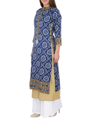 blue cotton layered kurta - 15221207 - Standard Image - 2
