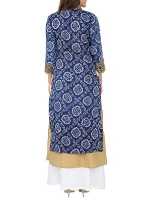 blue cotton layered kurta - 15221207 - Standard Image - 3