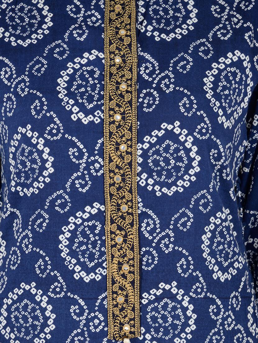 blue cotton layered kurta - 15221207 - Zoom Image - 4