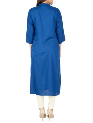 blue viscose straight kurta - 15221212 - Standard Image - 3