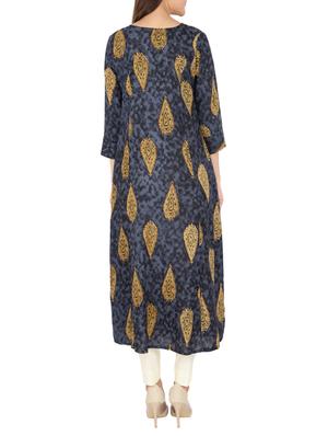 blue rayon flared kurta - 15221217 - Standard Image - 3
