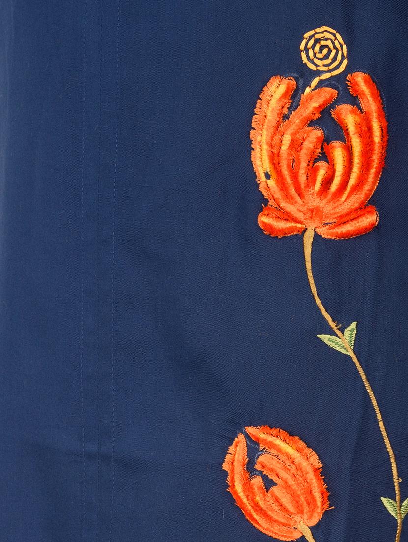 blue cotton straight kurta - 15221218 - Zoom Image - 4