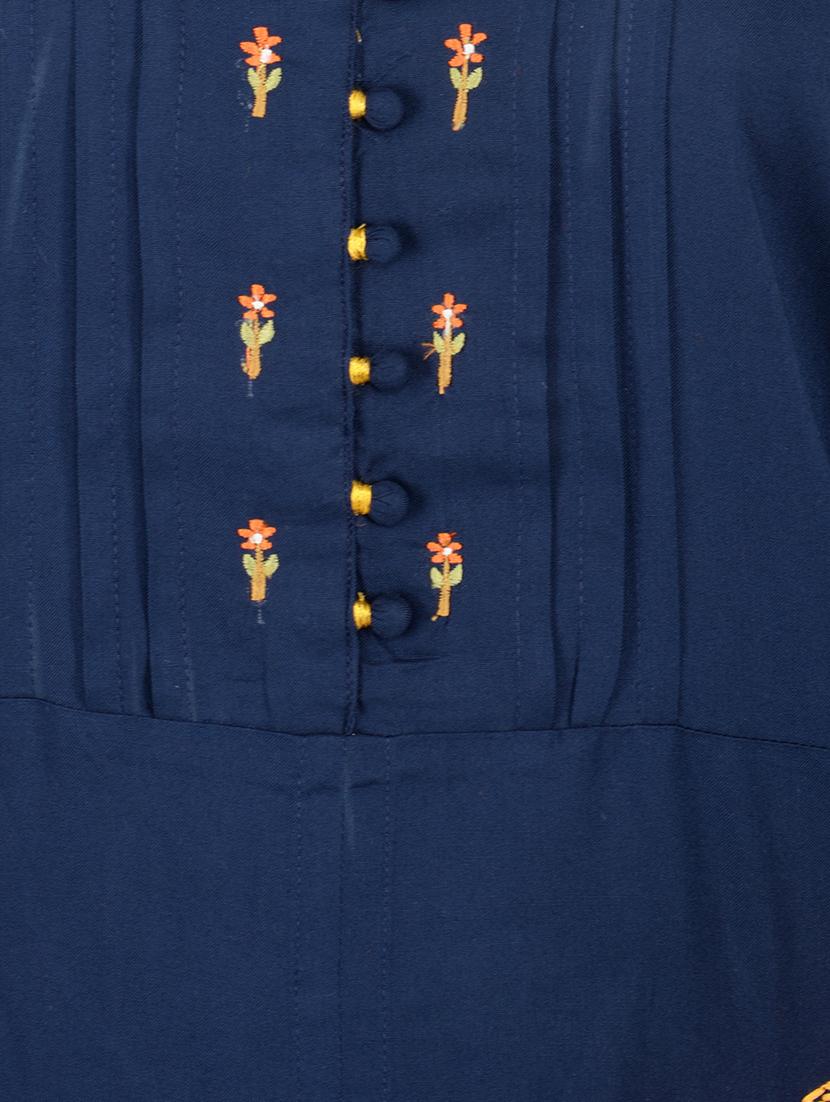 blue cotton straight kurta - 15221218 - Zoom Image - 5