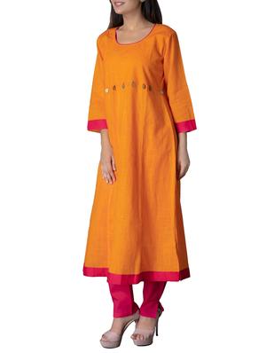 orange cotton a-line solid kurta - 15221749 - Standard Image - 2