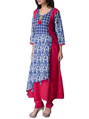 blue cotton layered kurta - 15221754 - Standard Image - 2