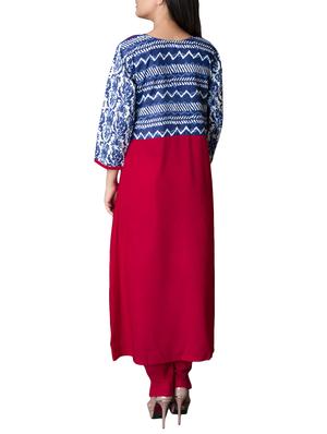 blue cotton layered kurta - 15221754 - Standard Image - 3