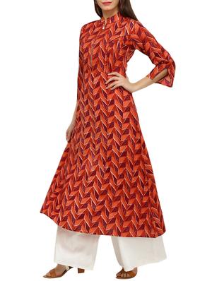 red viscose aline kurta - 15221758 - Standard Image - 2