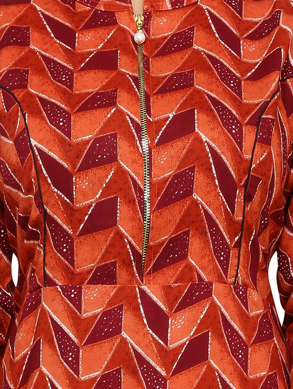 red viscose aline kurta - 15221758 - Zoom Image - 4