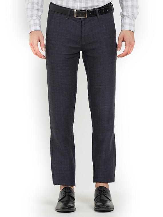 blue cotton flat front casual trouser - 15221987 - Zoom Image - 1
