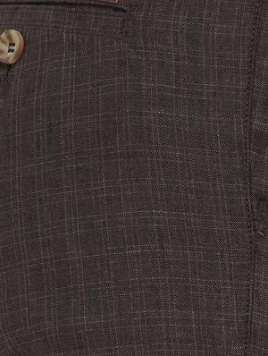 brown cotton flat front casual trousers - 15221988 - Standard Image - 4