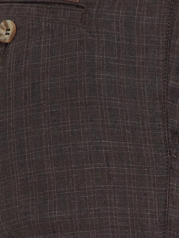brown cotton flat front casual trousers - 15221988 - Zoom Image - 4
