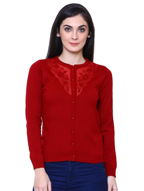 red woolen cardigan - 15222110 - Standard Image - 1