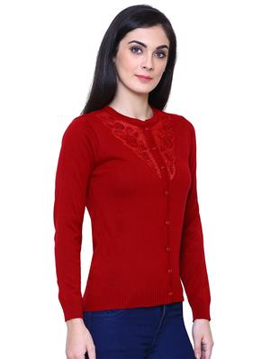 red woolen cardigan - 15222110 - Standard Image - 2