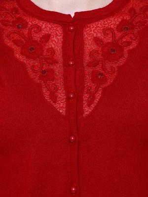 red woolen cardigan - 15222110 - Standard Image - 4