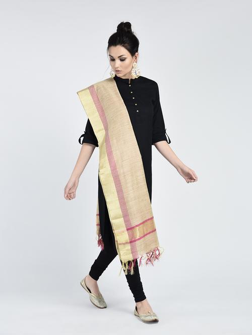 beige woven dupatta - 15222391 - Standard Image - 1