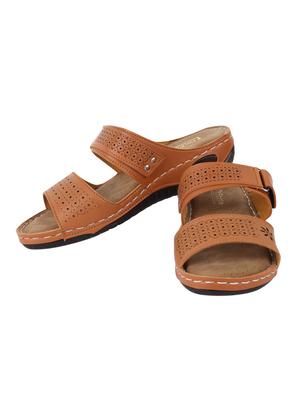 tan slip on flat sandals - 15222519 - Standard Image - 2