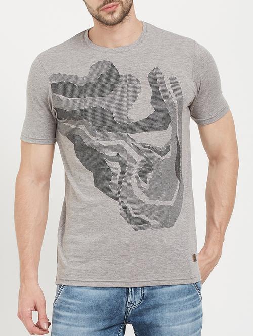 grey cotton front print t-shirt - 15222880 - Standard Image - 1