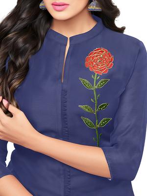 blue embroidered unstitched skirt suit - 15223013 - Standard Image - 2