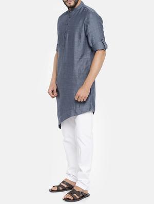 blue cotton kurta pyjama set - 15223383 - Standard Image - 2
