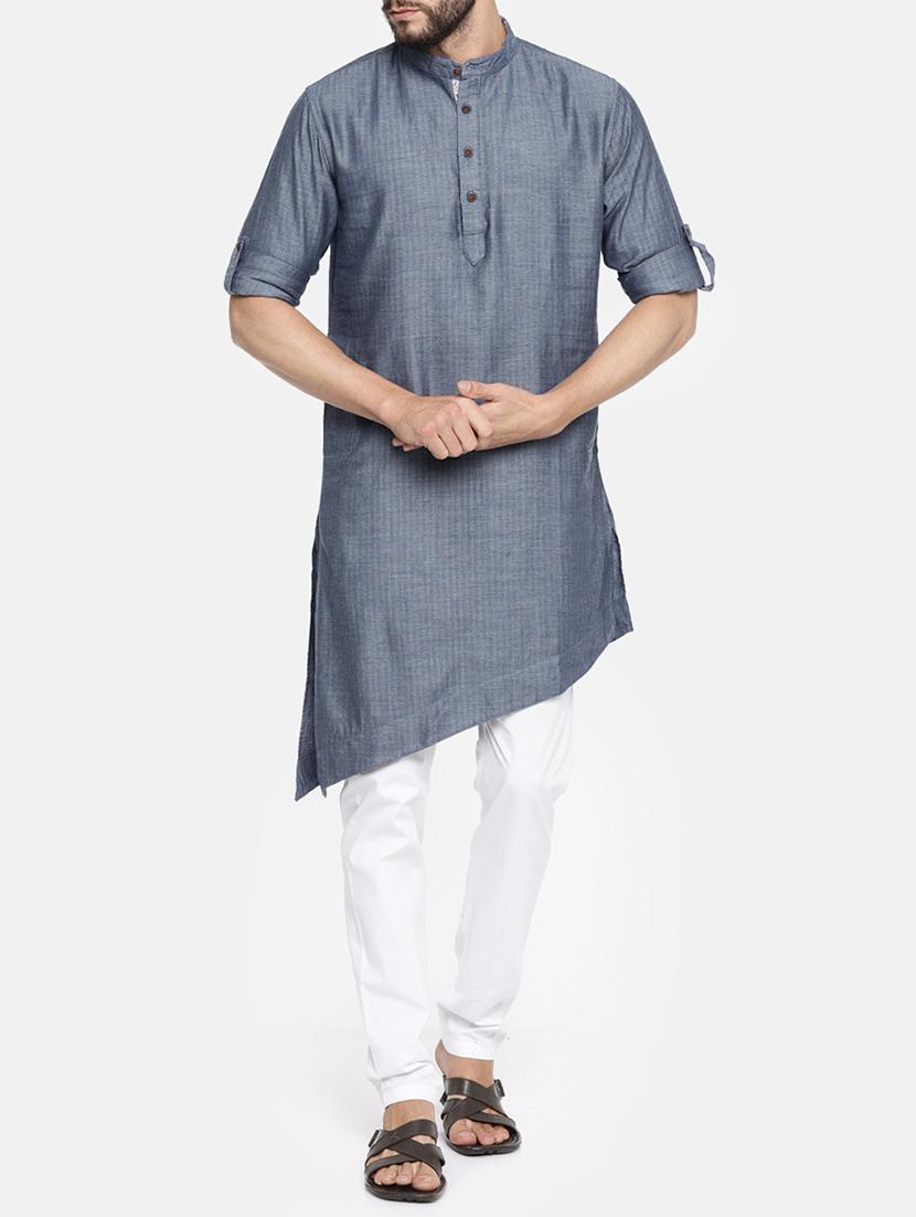 blue cotton kurta pyjama set - 15223383 - Zoom Image - 1