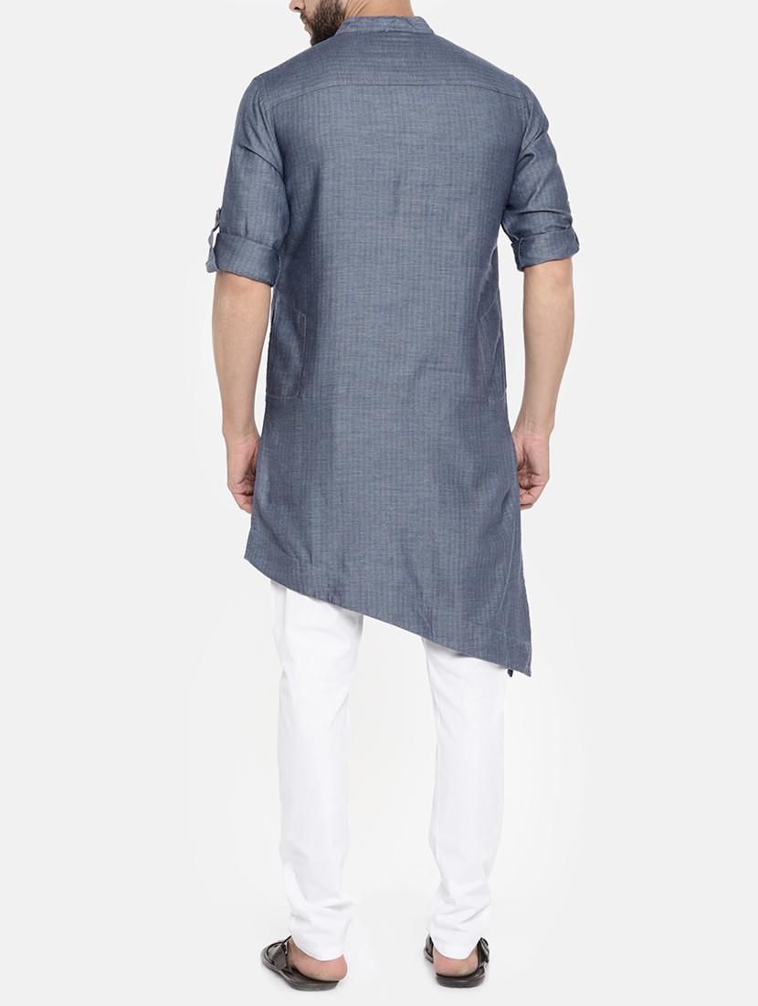 blue cotton kurta pyjama set - 15223383 - Zoom Image - 3