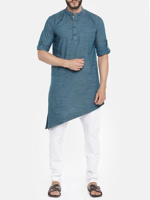 blue cotton kurta pyjama set - 15223388 - Standard Image - 1