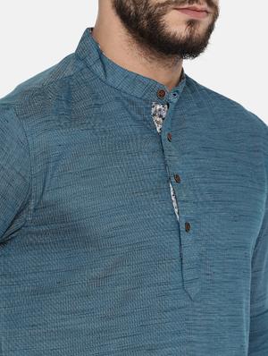 blue cotton kurta pyjama set - 15223388 - Standard Image - 4