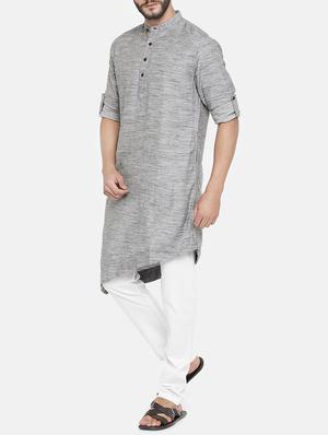 grey cotton kurta pyjama set - 15223391 - Standard Image - 2