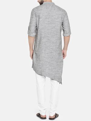 grey cotton kurta pyjama set - 15223391 - Standard Image - 3