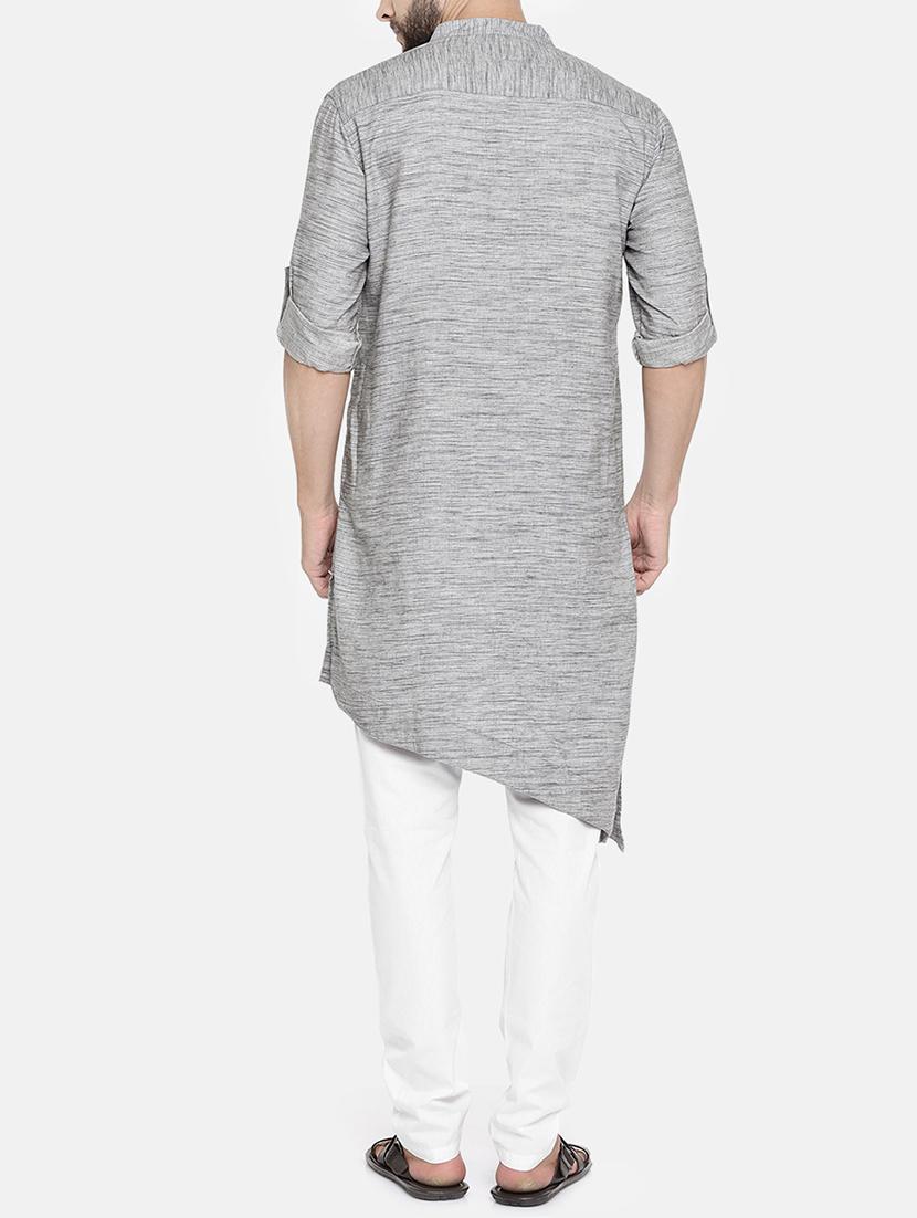 grey cotton kurta pyjama set - 15223391 - Zoom Image - 3